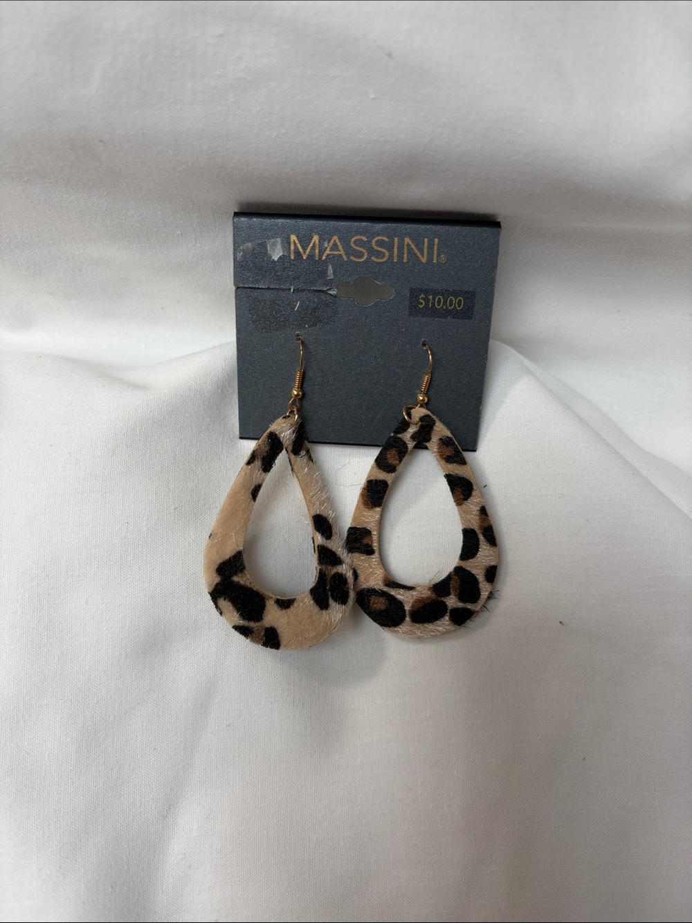 Massini Leopard-Print Teardrop Earrings - Beige, Black